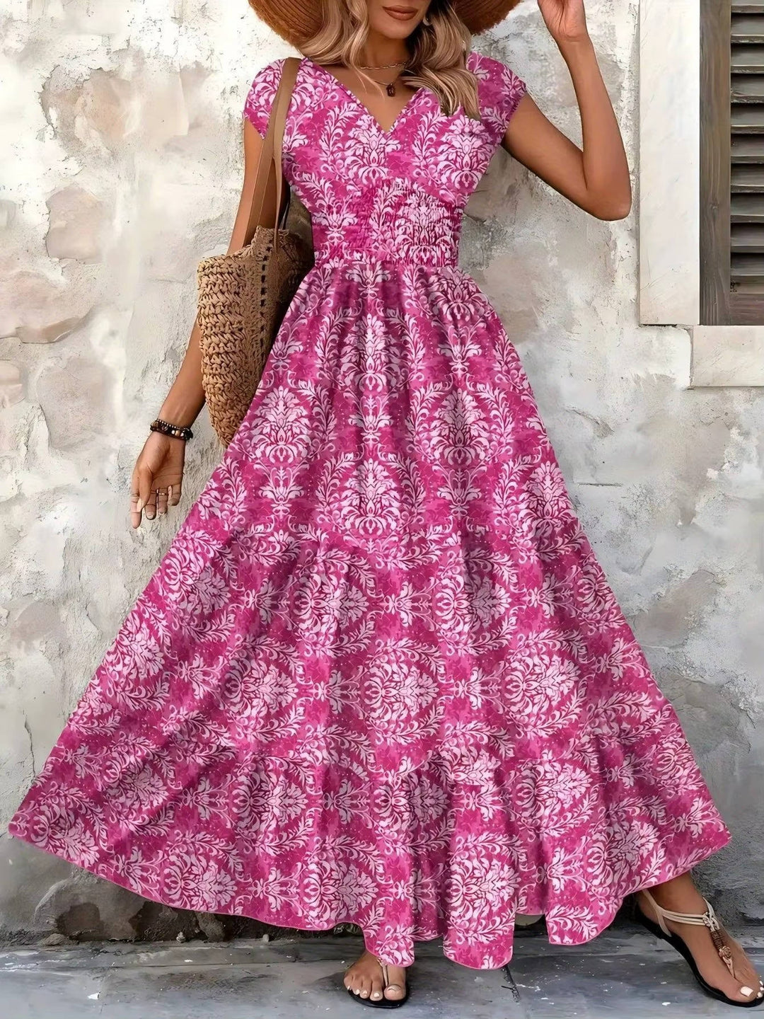 Albertine boho patterned v-neck maxi dress, tenth view
