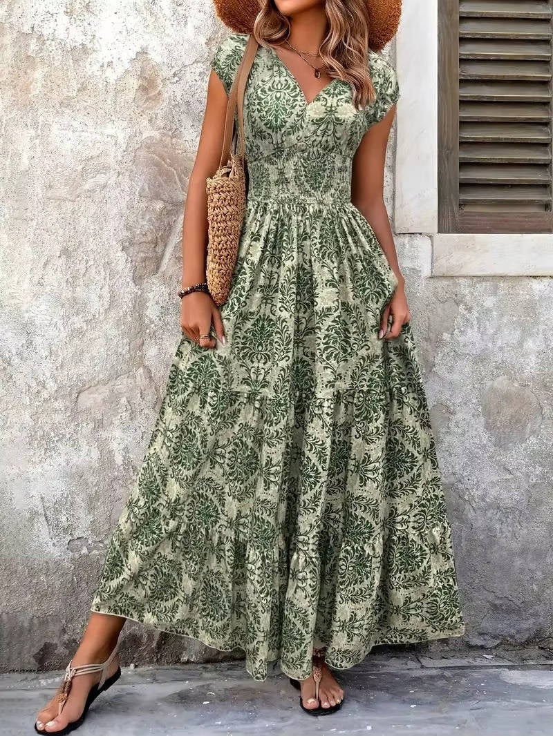 Albertine boho patterned v-neck maxi dress, third view