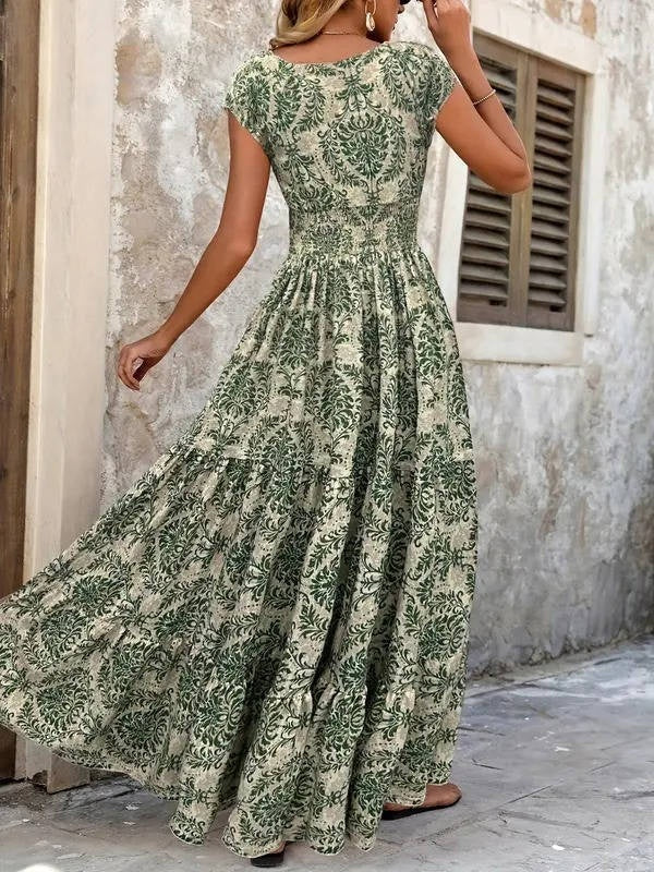 Albertine boho patterned v-neck maxi dress, fourth view