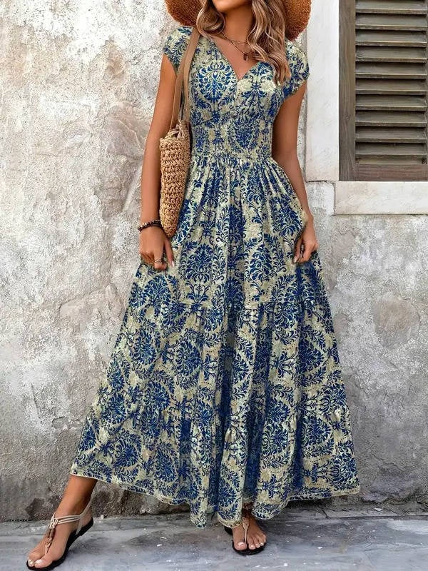 Albertine boho patterned v-neck maxi dress, fifth view