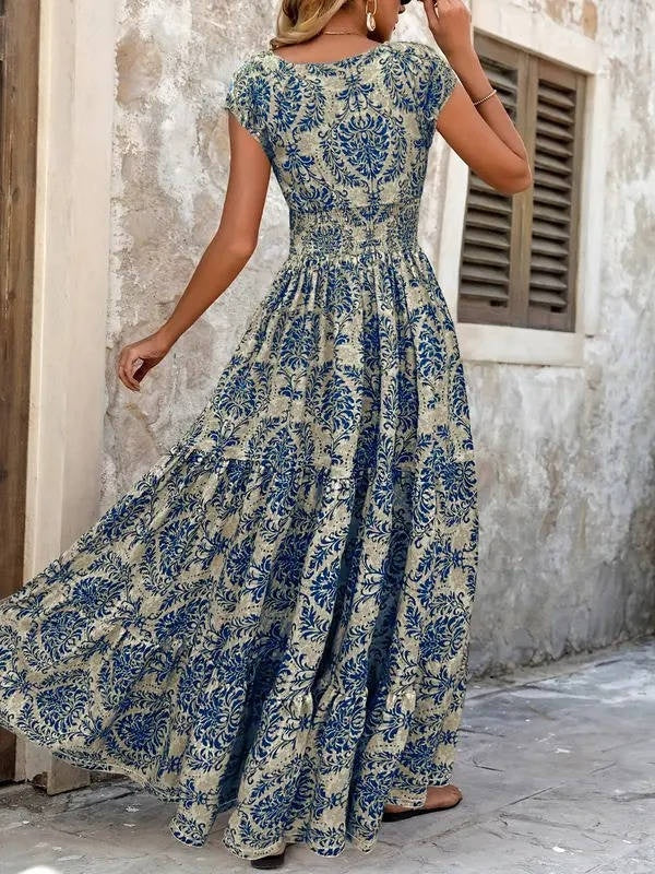 Albertine boho patterned v-neck maxi dress, sixth view