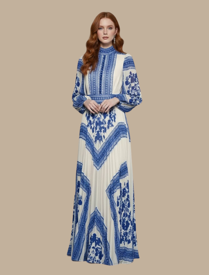 Corinne pleated maxi evening dress, second view