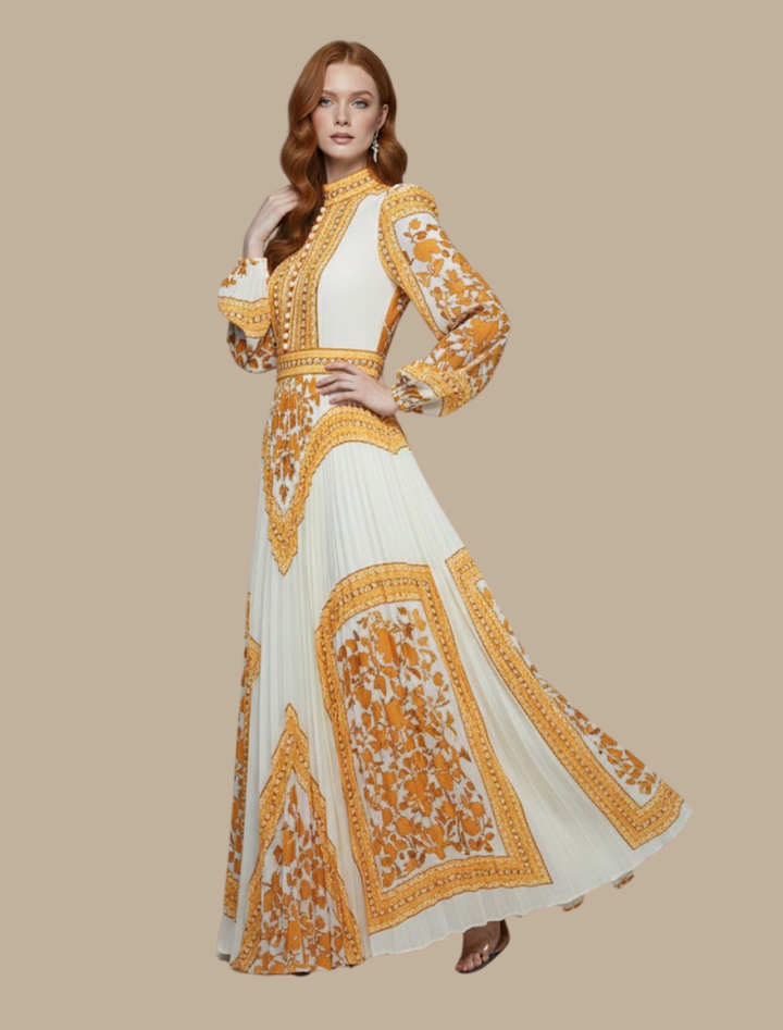 Corinne pleated maxi evening dress, third view