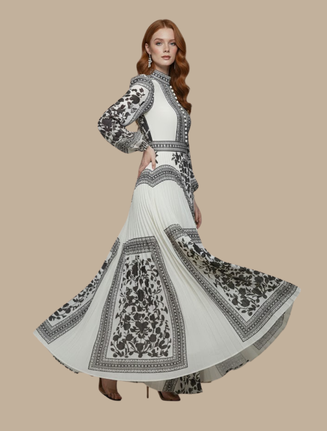 Corinne pleated maxi evening dress, fourth view