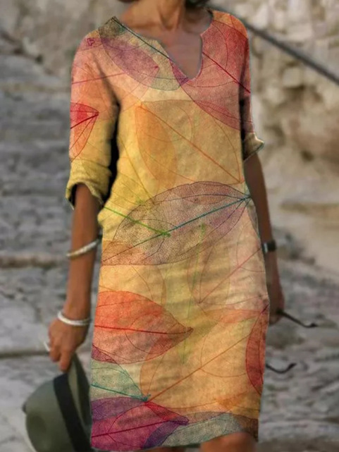Ghislaine printed v-neck midi dress, front view
