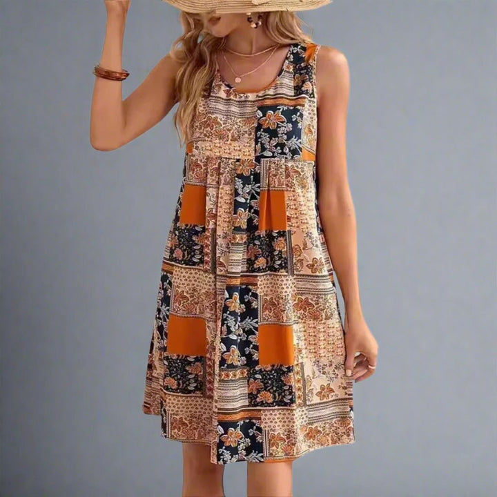 Sandrine boho patchwork mini dress, second view