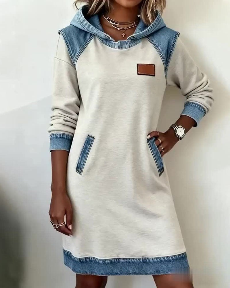 Solange denim dress with hood, second view