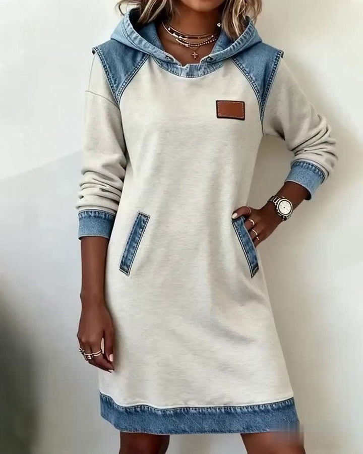 Solange denim dress with hood, second view