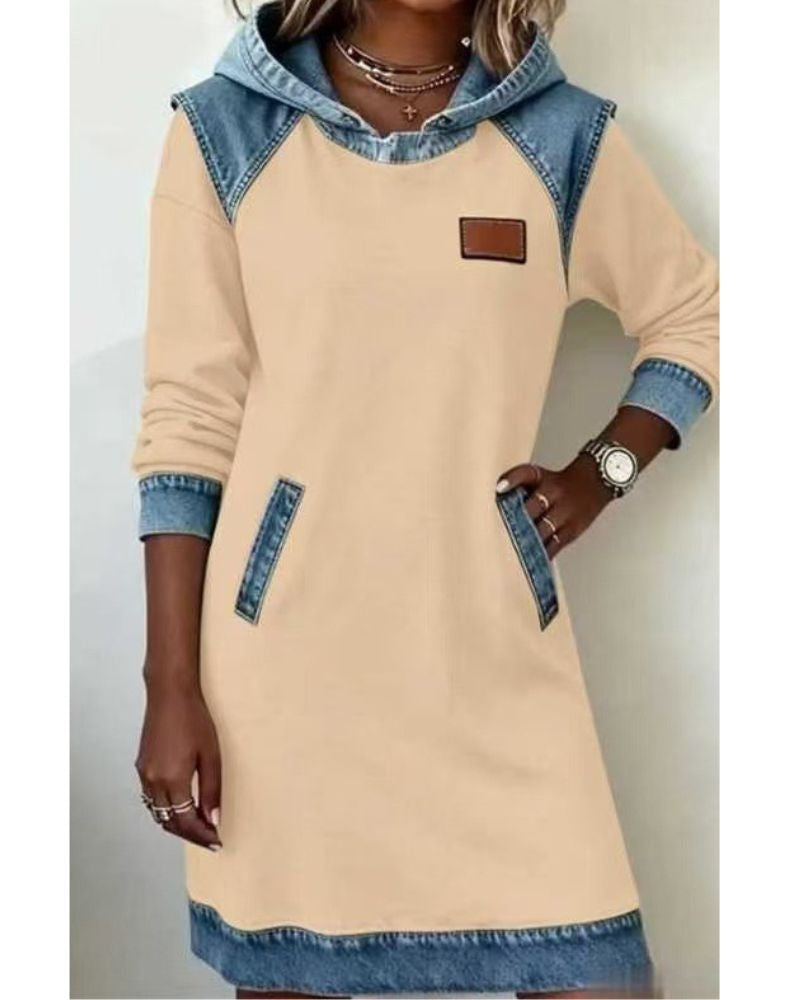 Solange denim dress with hood, third view