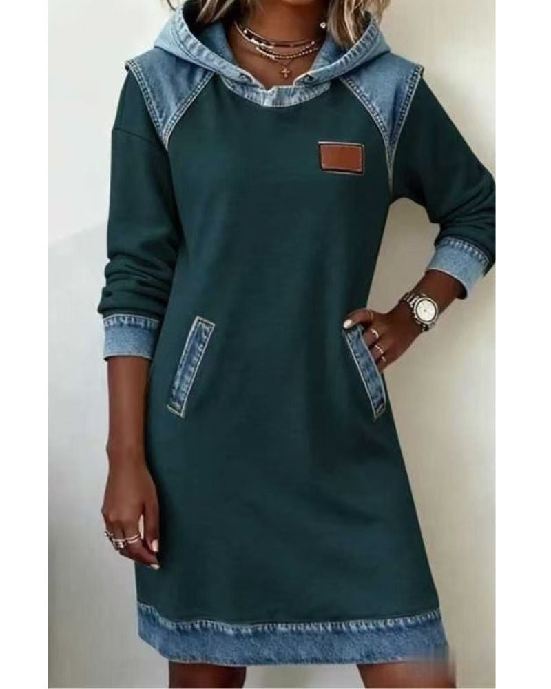 Solange denim dress with hood, fourth view
