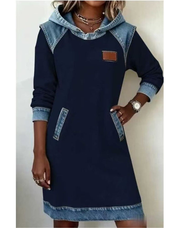 Solange denim dress with hood, fifth view