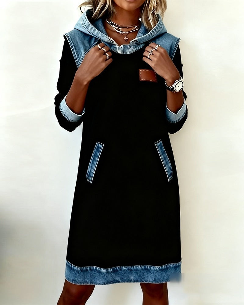 Solange denim dress with hood, sixth view