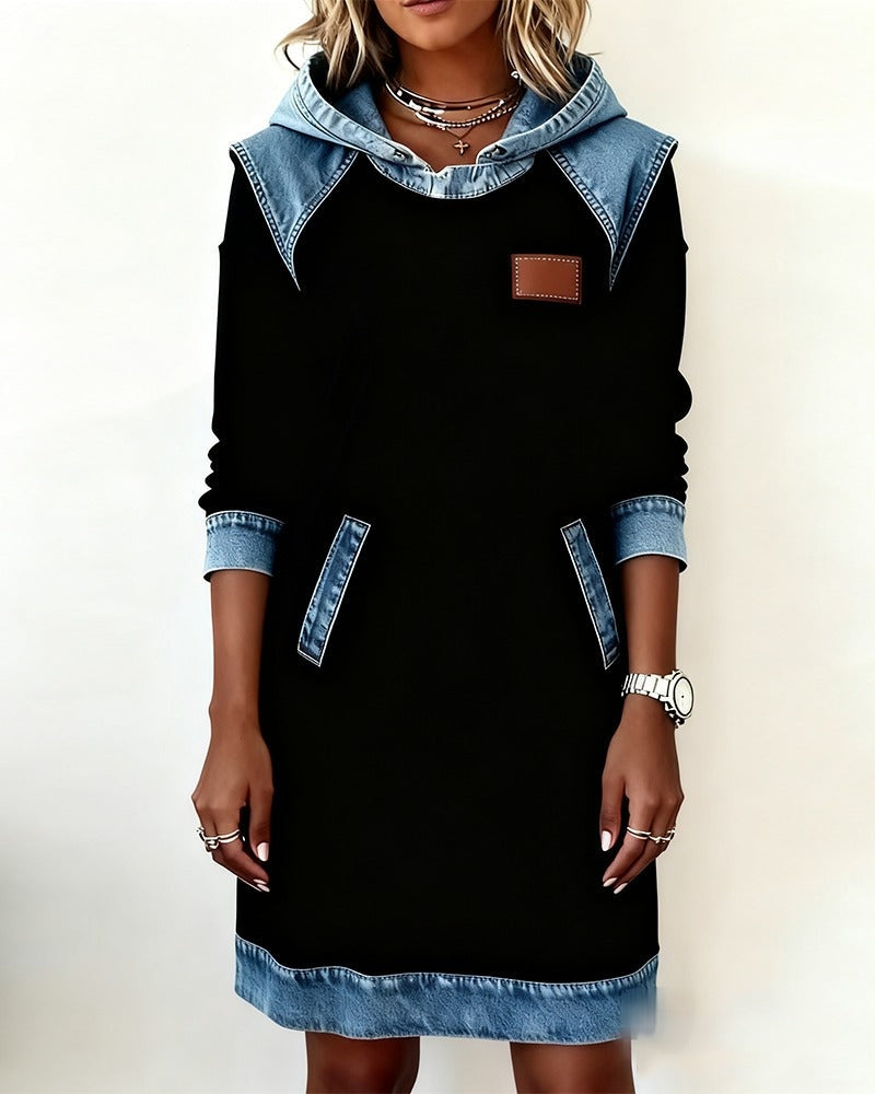 Solange denim dress with hood, seventh view