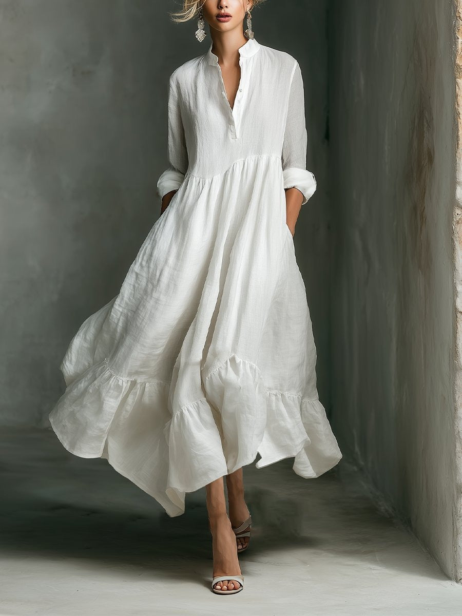 Allegra | Tiered Button Front Linen Look Maxi Dress - product image 1