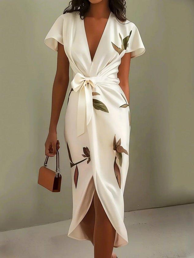 Amandine wrap dress with tie waist, third view