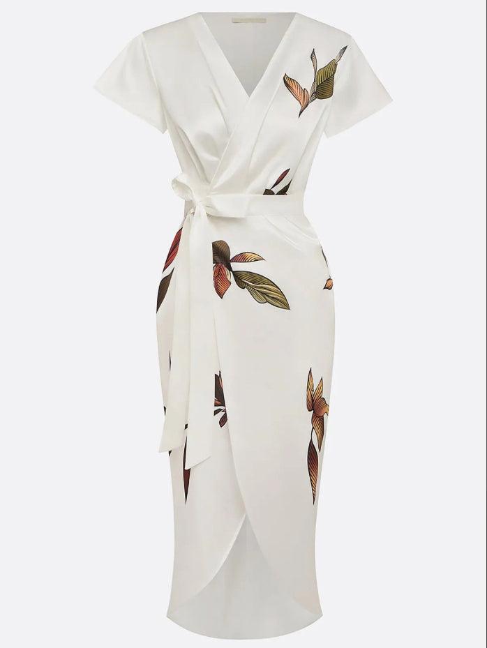 Amandine wrap dress with tie waist, sixth view