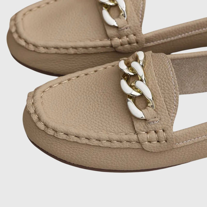 Anais | Gold Chain Round-Toe Loafers