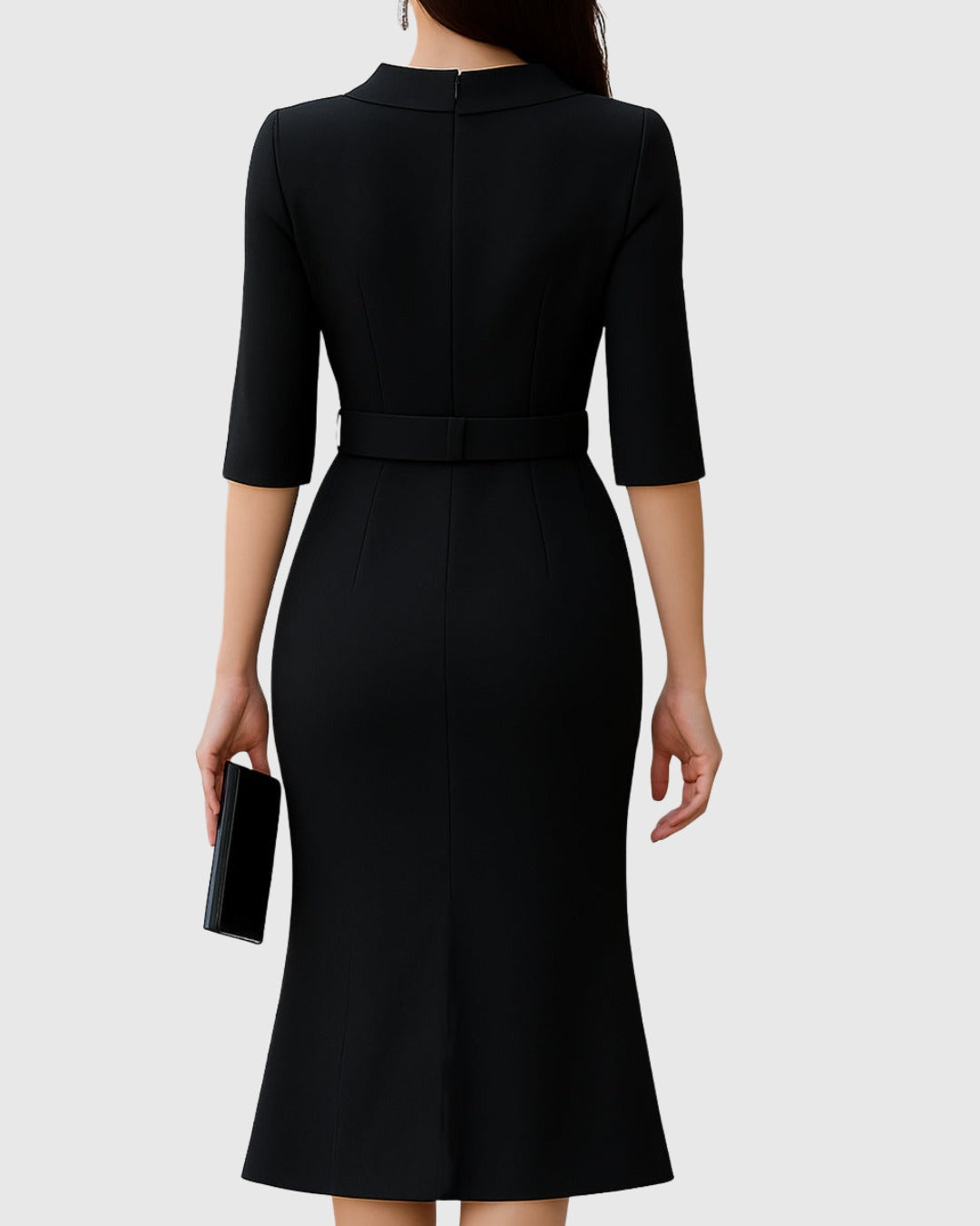 Faustine | Belted High Neck Split Sleeve Midi Dress - product image 2