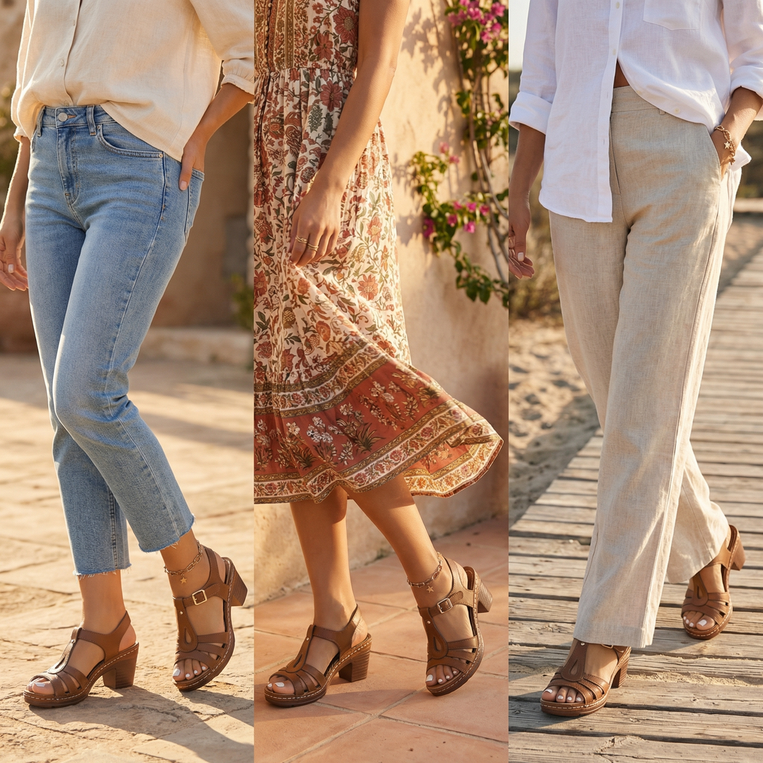 Romara | Block Heel Sandals with Roman Cutout in product view 5