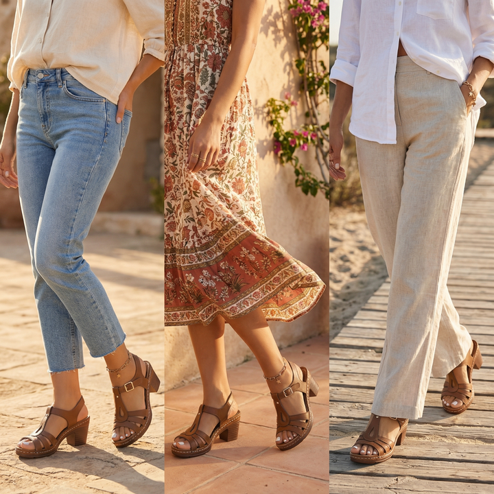 Romara | Block Heel Sandals with Roman Cutout in product view 5