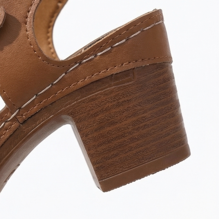 Romara | Block Heel Sandals with Roman Cutout in product view 9
