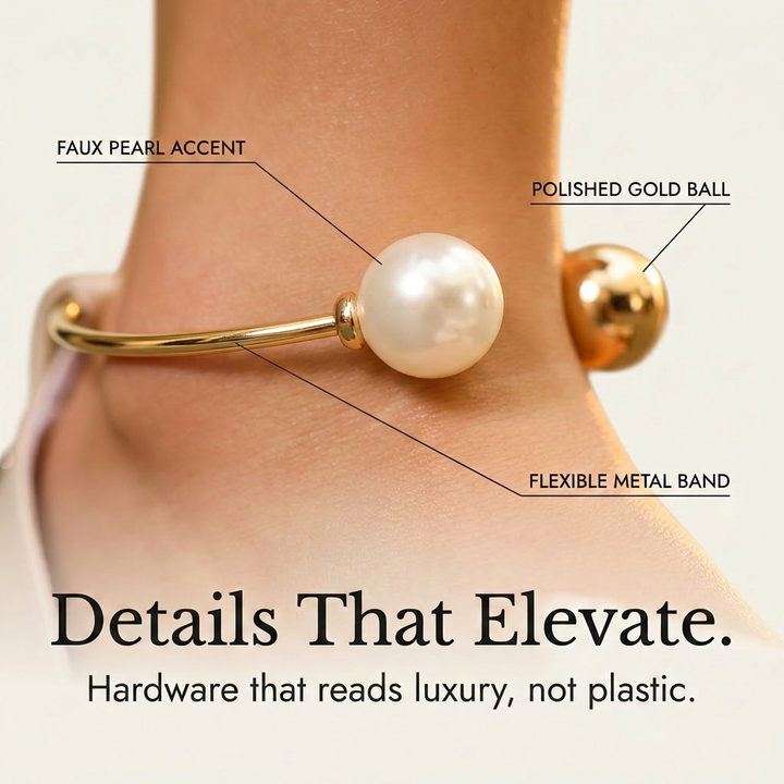 Vennla | Bow Flat Sandals with Pearl Ankle Cuff in product view 7