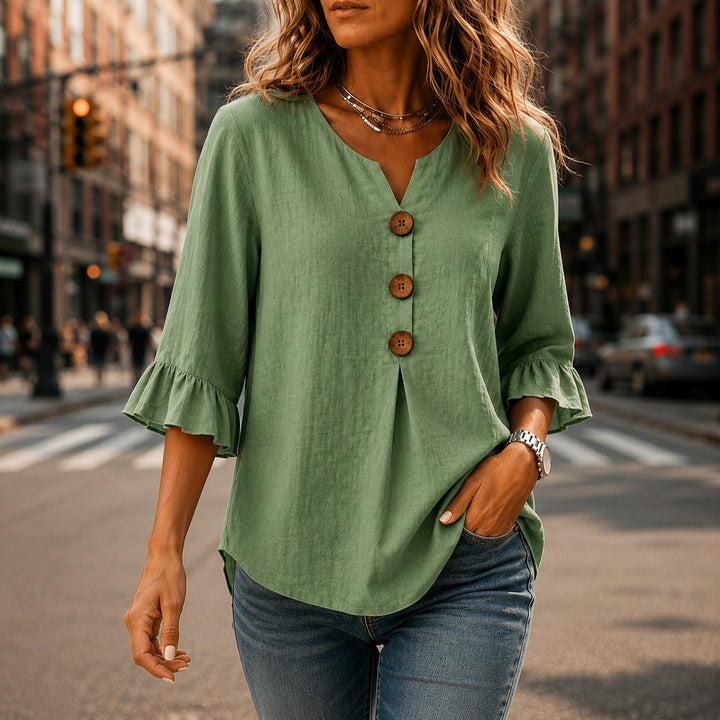 Winslow | Button-Front Ruffle Sleeve Blouse in product view 12