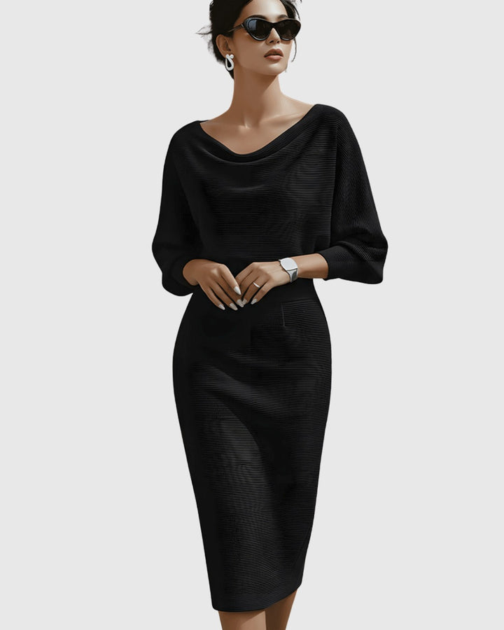 Leonora | Cowl Neck Batwing Sleeve Midi Dress - product image 2