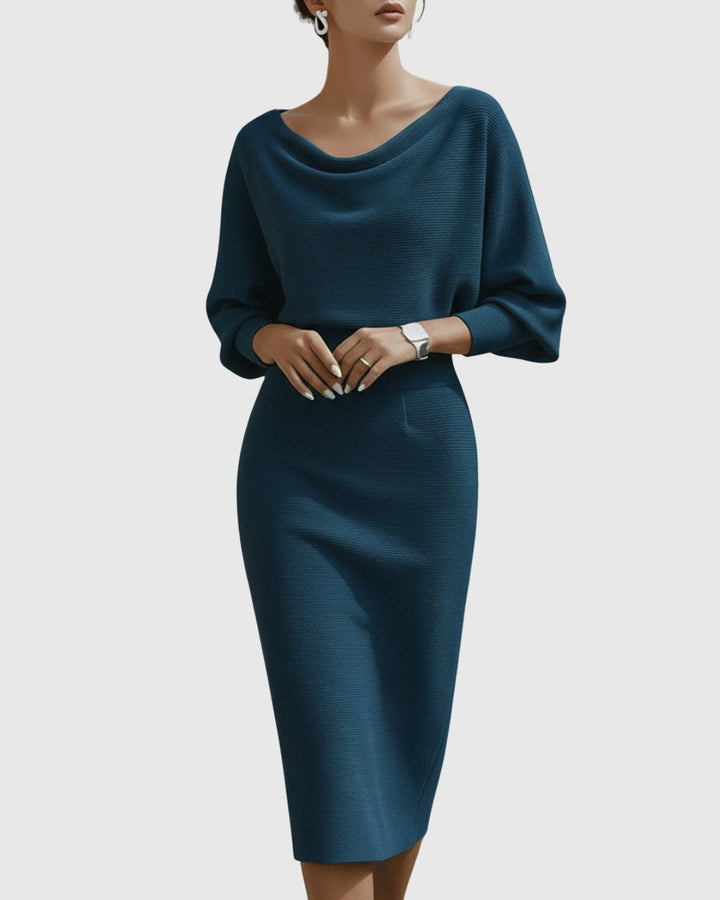 Leonora | Cowl Neck Batwing Sleeve Midi Dress - product image 6
