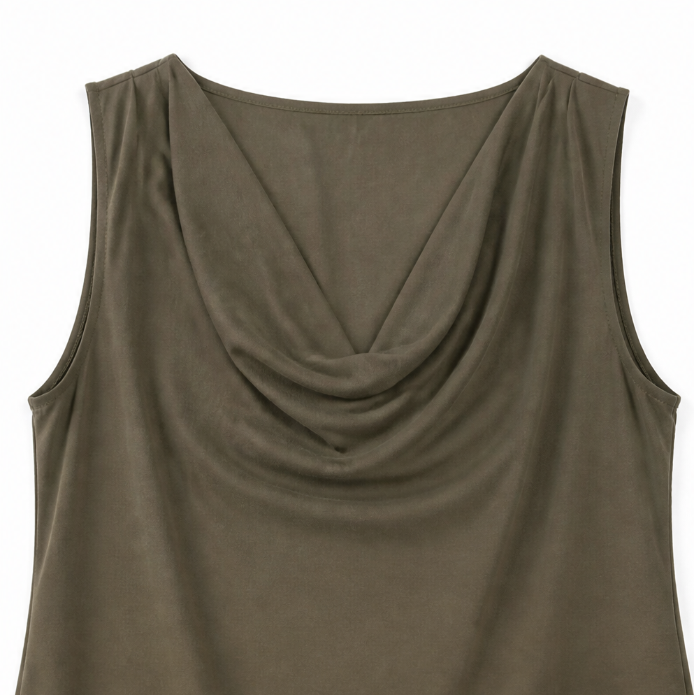 Zivelle | Cowl Neck Sleeveless Mini Shift Dress in product view 9