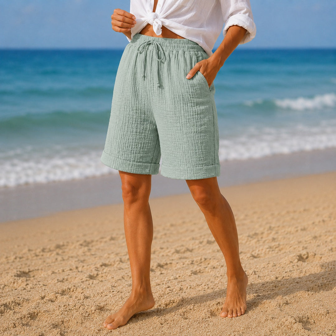 Ruvelle | Crinkle Bermuda Shorts with Pockets in product view 14