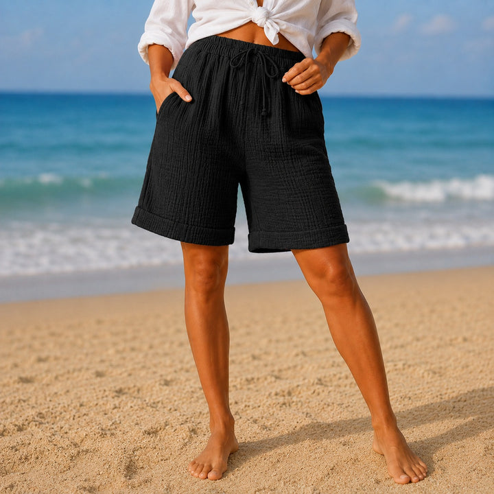 Ruvelle | Crinkle Bermuda Shorts with Pockets in product view 15