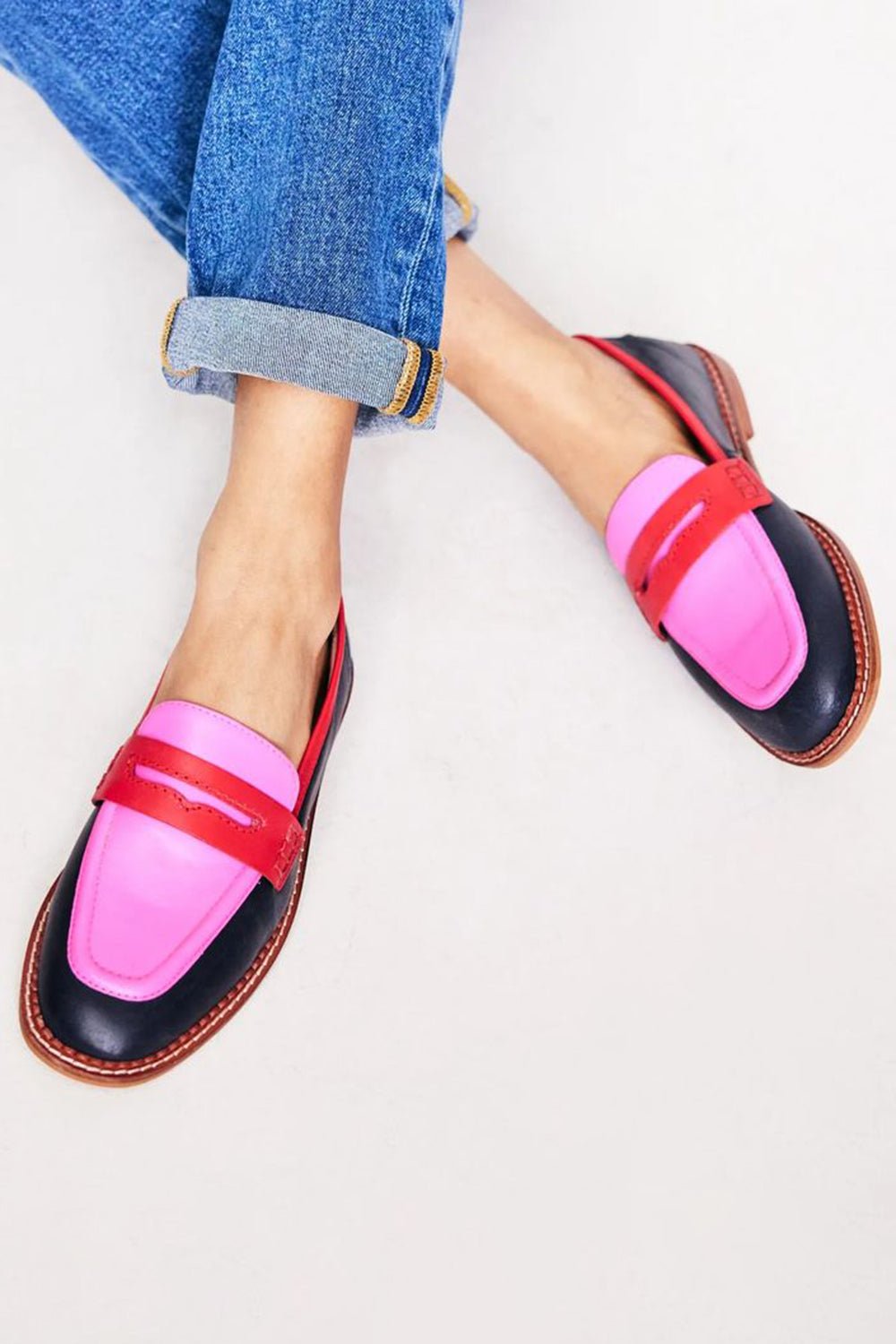Doris | Colour-Block Penny Loafers