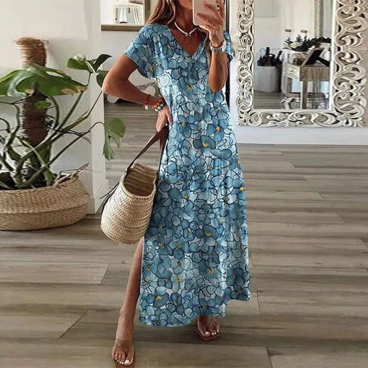 Eglantine | Boho Print V-Neck Split Maxi Dress - product image 2
