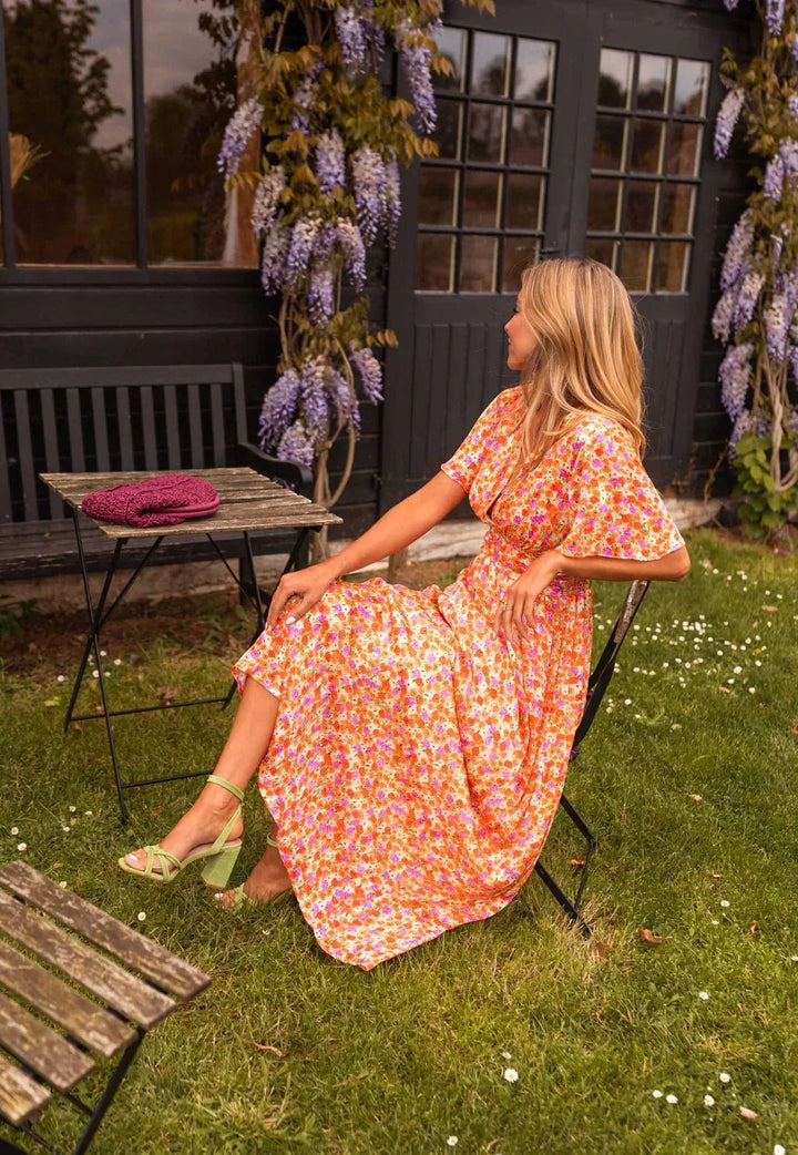 Elettra | Floral V-Neck Pleated Maxi Dress - product image 2