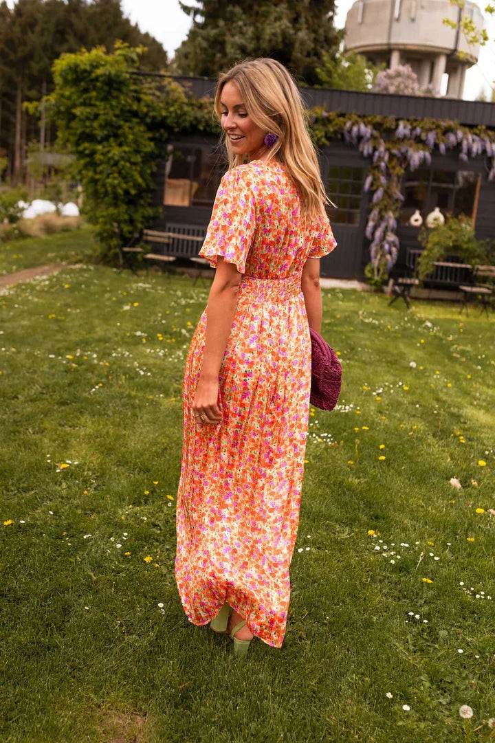 Elettra | Floral V-Neck Pleated Maxi Dress - product image 3