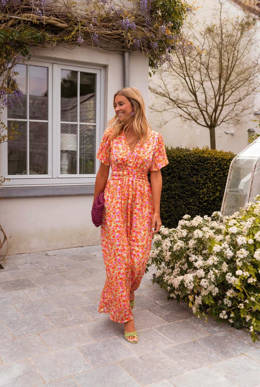 Elettra | Floral V-Neck Pleated Maxi Dress - product image 5