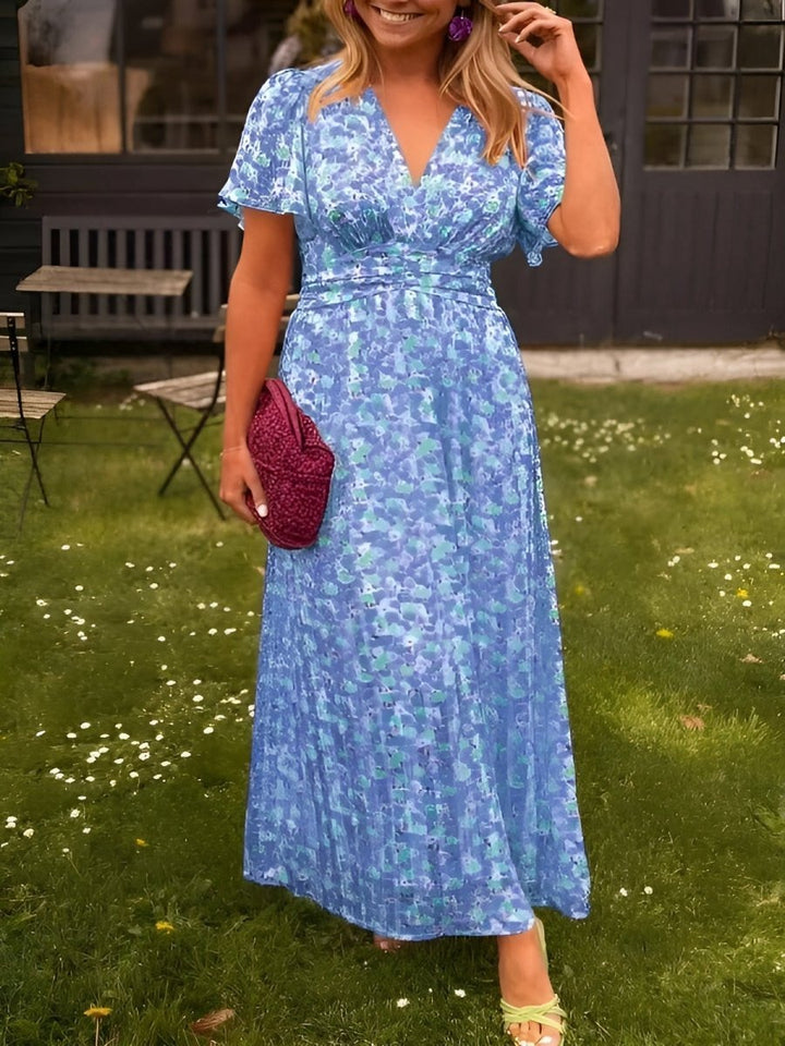 Elettra | Floral V-Neck Pleated Maxi Dress - product image 7