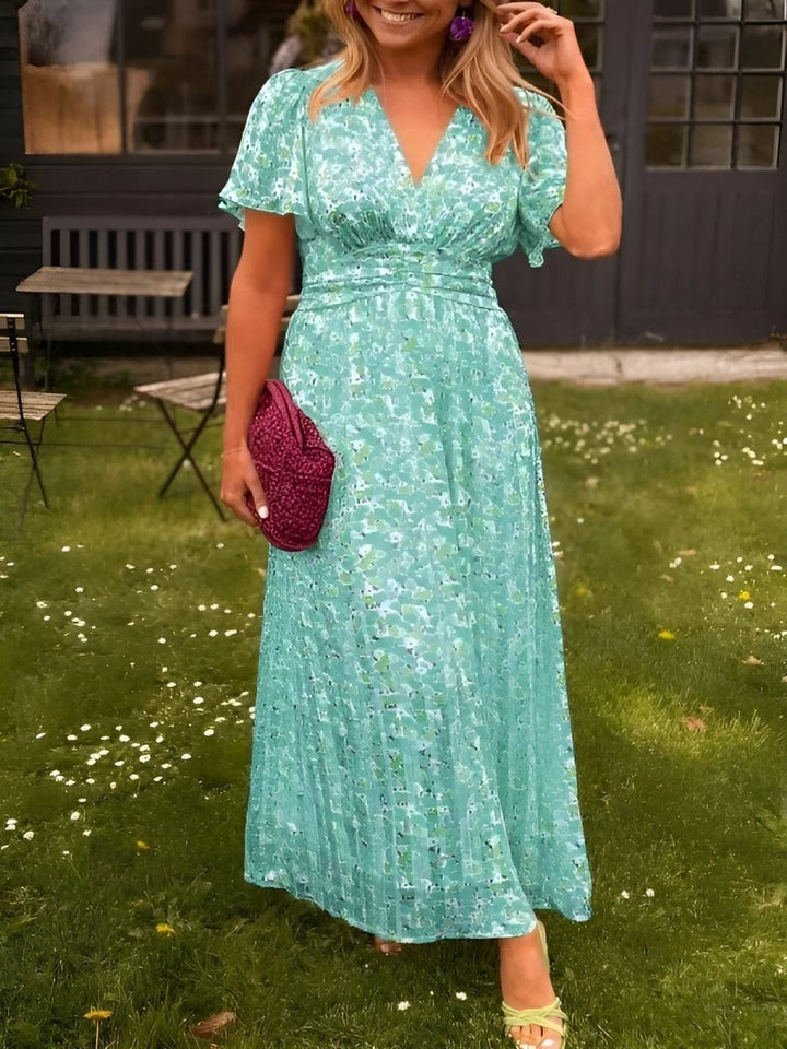 Elettra | Floral V-Neck Pleated Maxi Dress - product image 9