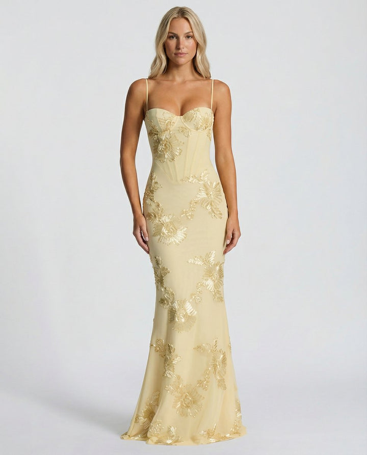 Aria | Embroidered Mermaid Maxi Dress Corset Gown in product view 2