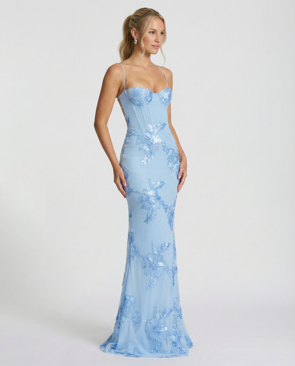 Aria | Embroidered Mermaid Maxi Dress Corset Gown in product view 8