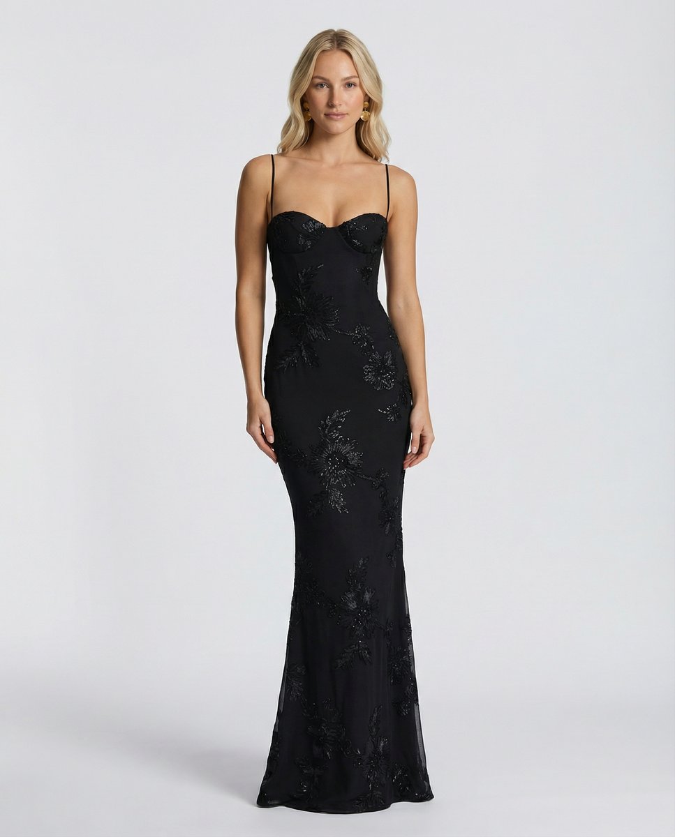 Aria | Embroidered Mermaid Maxi Dress Corset Gown in product view 9
