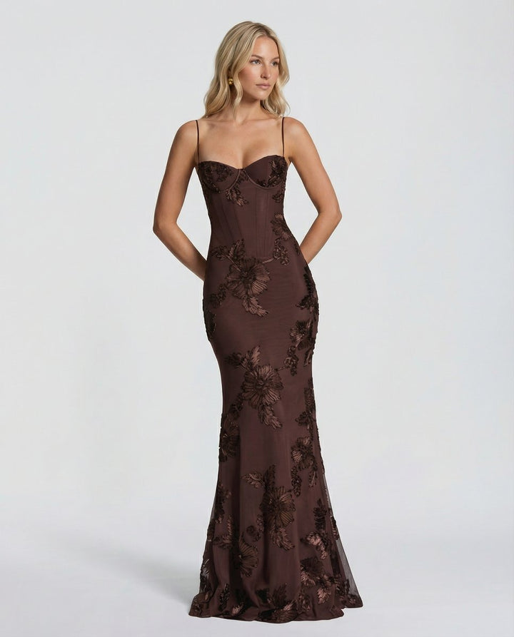 Aria | Embroidered Mermaid Maxi Dress Corset Gown in product view 11