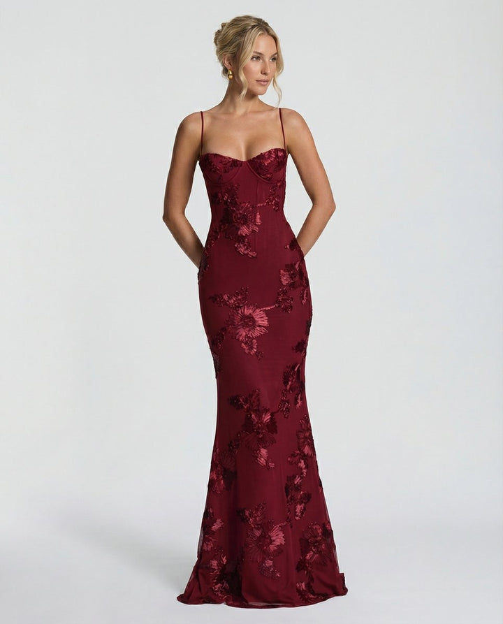 Aria | Embroidered Mermaid Maxi Dress Corset Gown in product view 12