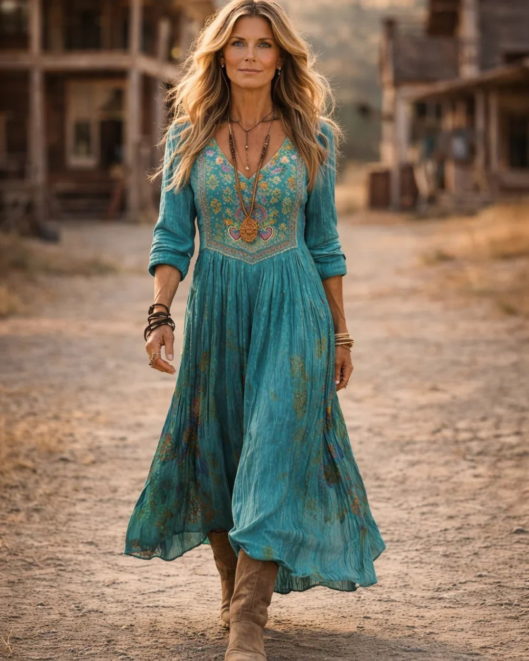 Esperanza | Boho Embroidered V-Neck Maxi Dress - product image 2