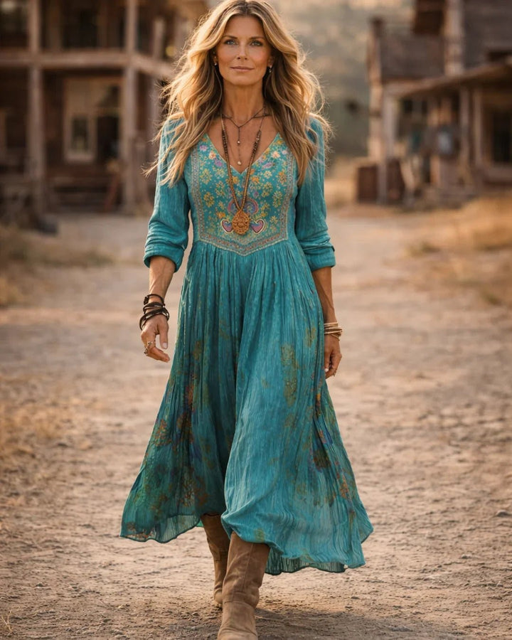 Esperanza | Boho Embroidered V-Neck Maxi Dress - product image 2