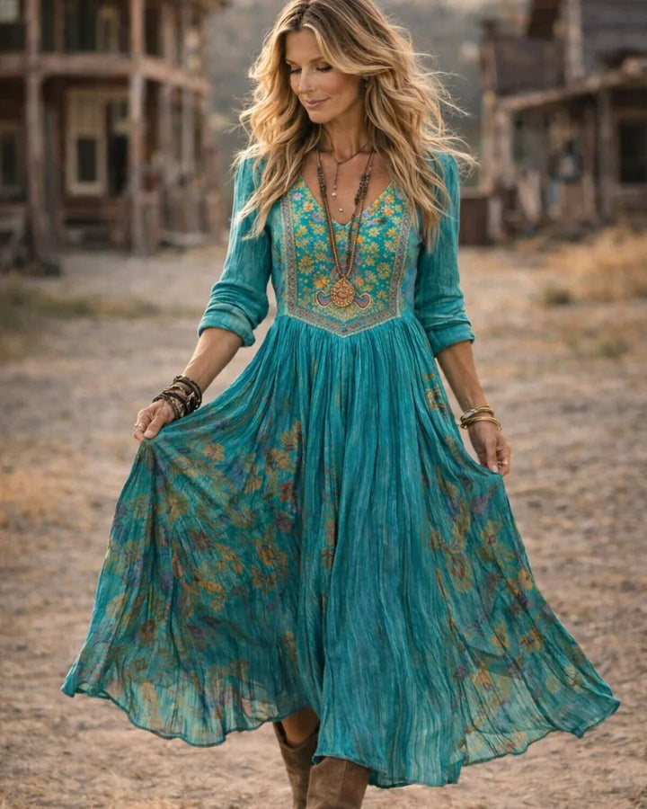 Esperanza | Boho Embroidered V-Neck Maxi Dress - product image 4