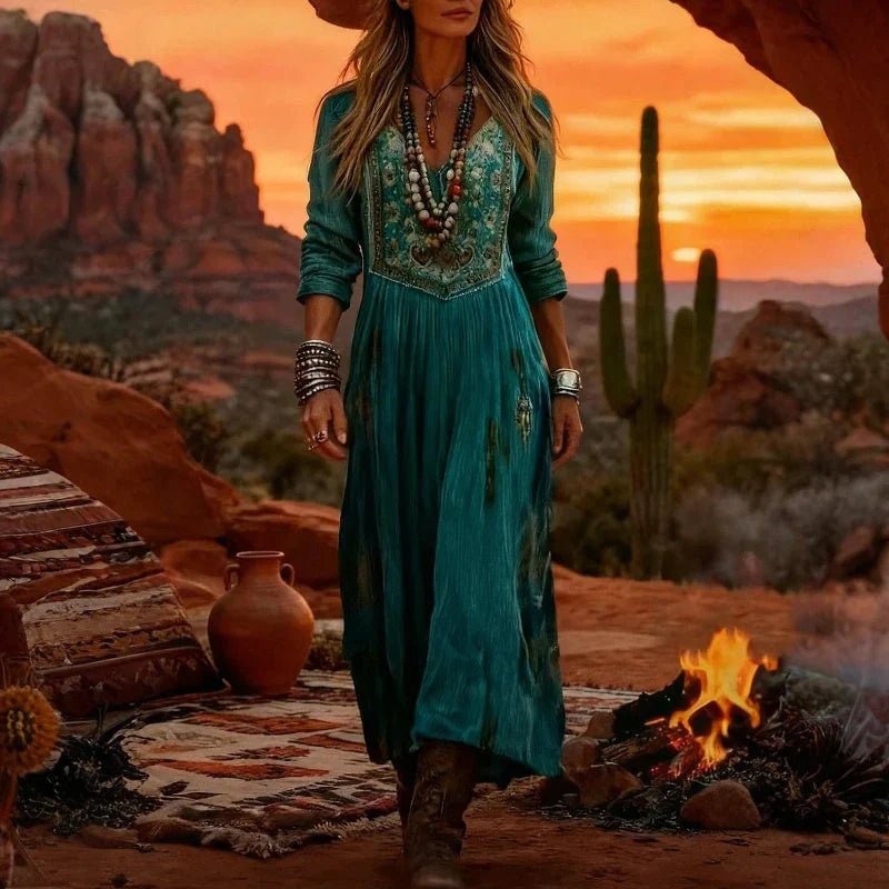Esperanza | Boho Embroidered V-Neck Maxi Dress - product image 5