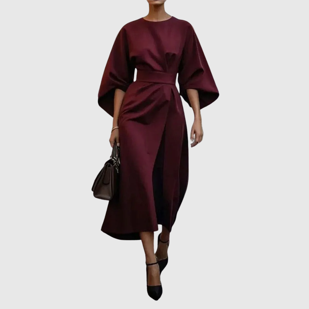 Eulalia satin batwing sleeve maxi dress, front view