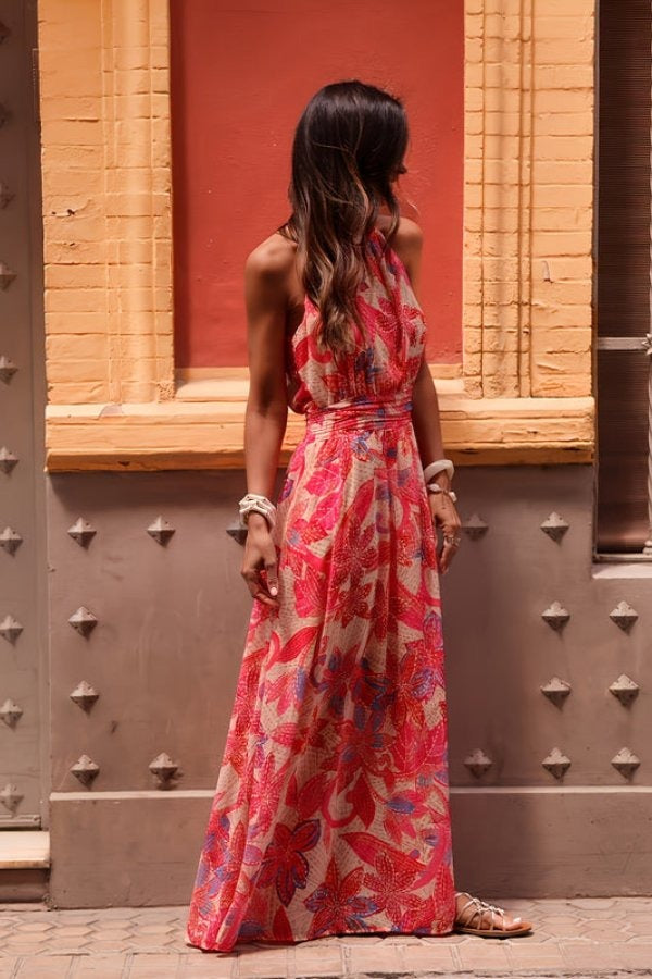 Flaminia | Tropical Floral Halter Neck Maxi Dress - product image 1